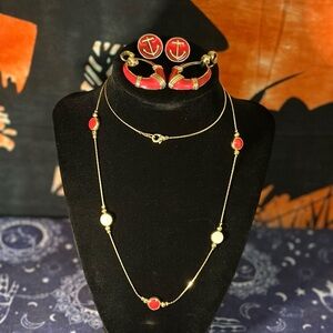 Elegant Red and Gold Anchor Jewelry Set